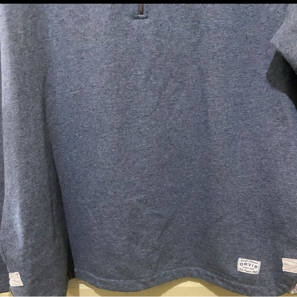 Orvis Pull Over Quarter Zip Sweater Fleece Blue Marled Soft Cabincore Size XL - Picture 11 of 13